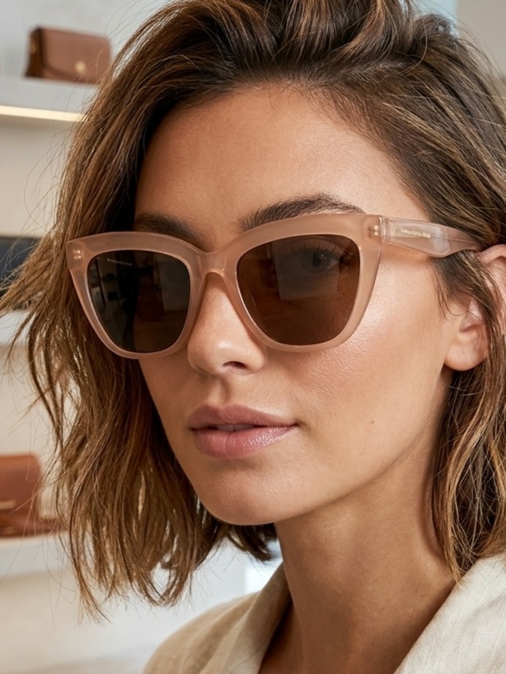Accessorize Rose-Tinted Cat-Eye Sunglasses with Brown Lenses